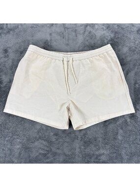 Zara Mens XL Cream Seersucker Swim Trunks Shorts Mesh Lined Drawstring 8574 467